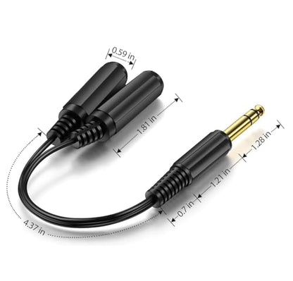 ICESPRING 1/4" 6.35mm Stereo Plug Male to Dual 1/4" Jack Female Cable | Splitter Cable Converter, 0.6 feet