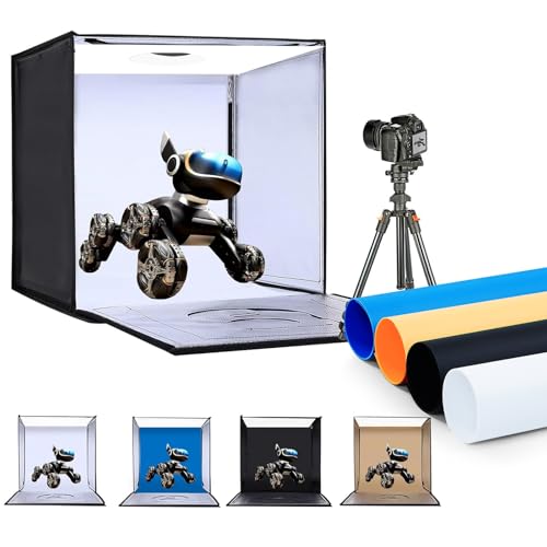 Photo Studio Light Box, 24"x24" Professional Dimmable Portable Photo Box with 240 LEDs Lights & 4 Kinds Double-Sided Color Backgrounds for Product Photography - size: 24*24 inch