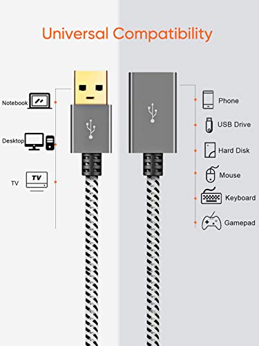 CableCreation Short USB 3.0 Extension Cable 1FT, USB 3.0 A Male to Female Extension Cable Extender Cord for VR, PlayStation, Keyboard, Printer, Space Gray 0.3M - size: 1FT, style: Straight