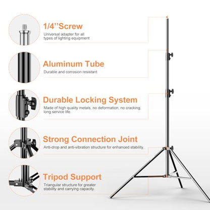 EMART 2 Pack Heavy Duty Light Stand 8.5ft, Spring Cushioned, Aluminum Construction, Photo Video Studio Tripod with Carrying Bag for Photography Lighting, Softbox, Flash - size: 2 Pack
