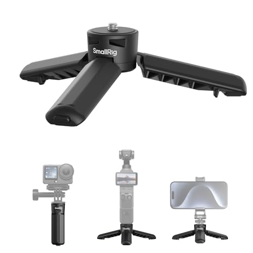 SMALLRIG One-Touch Deploy Mini Tripod Small Grip for DJI Osmo Pocket 4P 4 3 /Action 6/5 Pro/Nano, for Insta360 Luna Ultra, for GoPro, Desktop Stand w 1/4"-20 Screw for Video Light/Phone/Camera - 6049 - color: Black