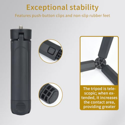 UTEBIT Extendable Mini Camera Tripod 2-Level Height Adjustable Universal Small Table Tripod with 1/4 Inch Screw Lightweight Foldable Compact Tabletop Stand for Video Photography Live Streaming
