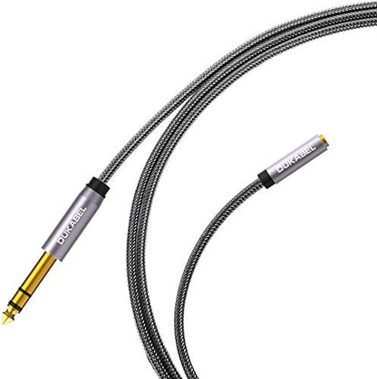 DUKABEL TopSeries Long 6.35mm (1/4 inch) to 3.5mm (1/8 inch) Headphone Jack Adapter -8ft (2.4m) 1/8 Female to 1/4 Male Extension Cable 3.5 to 6.35 for Mixer Guitar Piano Amplifier Speaker and More - size: 240 cm