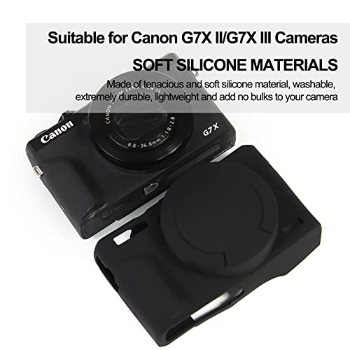 Easy Hood Case for Canon Powershot G7 X Mark III Digital Camera, Soft Silicone Protective Cover with Removable Lens Cover for Canon Powershot G7X Mark III DSLR Camera (Black) - color: Black