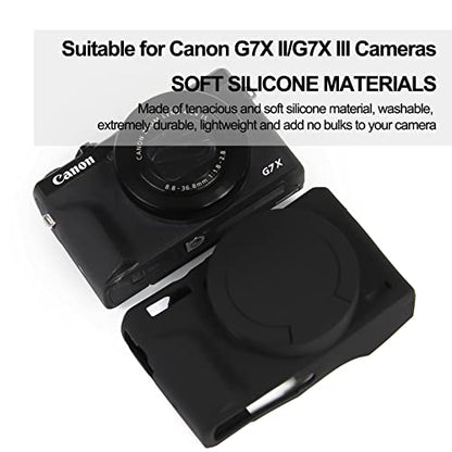 Easy Hood Case for Canon Powershot G7 X Mark III Digital Camera, Soft Silicone Protective Cover with Removable Lens Cover for Canon Powershot G7X Mark III DSLR Camera (Black) - color: Black