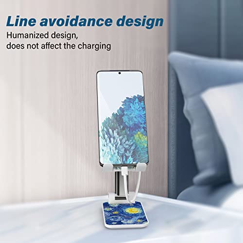 Foldable Phone Holder for Desk - Adjustable Angle Cell Phone Stand for iPhone, Samsung & Other Smartphones - color: Moon painting