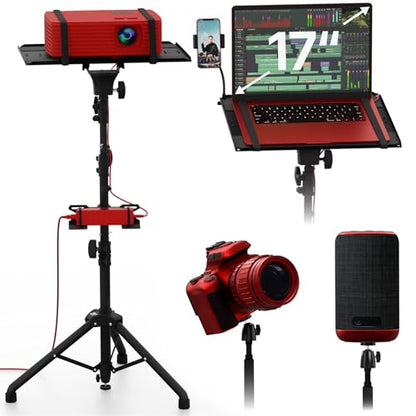 PropVue Projector Tripod Stand, Height Adjustable 27" to 62" & Floor Projector Stand, Portable Laptop Stand, Camera & Light & Ball-Joint – Well-Made, Easy-to-Adjust, DJ Rack & Music or Movie stand