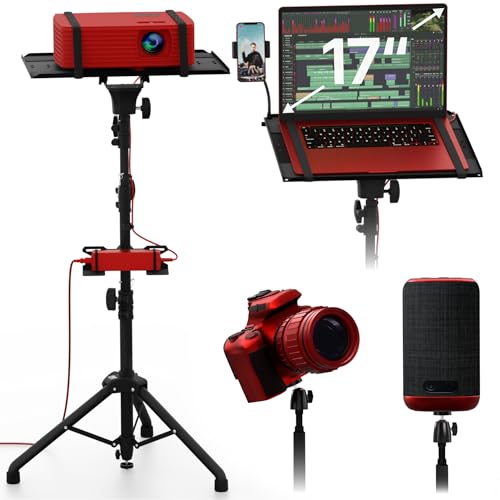 PropVue Projector Tripod Stand, Height Adjustable 27" to 62" & Floor Projector Stand, Portable Laptop Stand, Camera & Light & Ball-Joint – Well-Made, Easy-to-Adjust, DJ Rack & Music or Movie stand