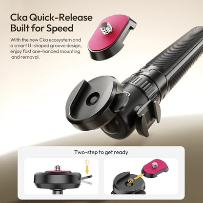 ULANZI MT90 Tripod Stand Vlog Handle Grip with Cka Quick Release w Ballhead w Cold Shoe, Camera Desktop Mini Tripod for GoPro, Insta360, DJI Osmo Pocket 3 4/Action 6 5pro 4/360, Small Cameras