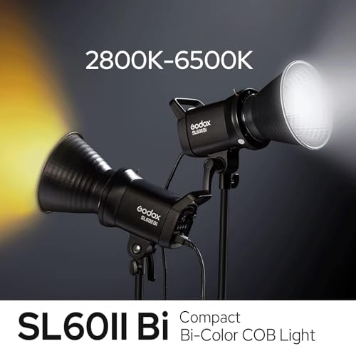 Godox SL60IIBi Bi-Color LED Video Light, 75W 25100Lux@1M CRI 96+ 11 FX Effects APP Control Bowens Mount Photography Continuous Light for Photography&Video