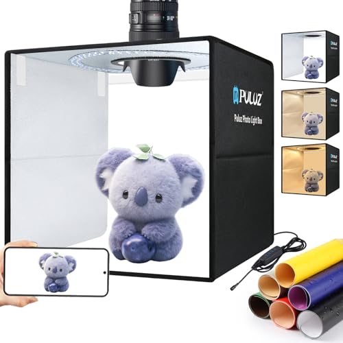 PULUZ 16"/40cm Foldable Portable Photo Studio Light Box, Adjustable Brightness Light Box Photography Lighting Shooting Tent Kit, with LED Lights and 12 Colors Backdrop - color: 16x16x16in