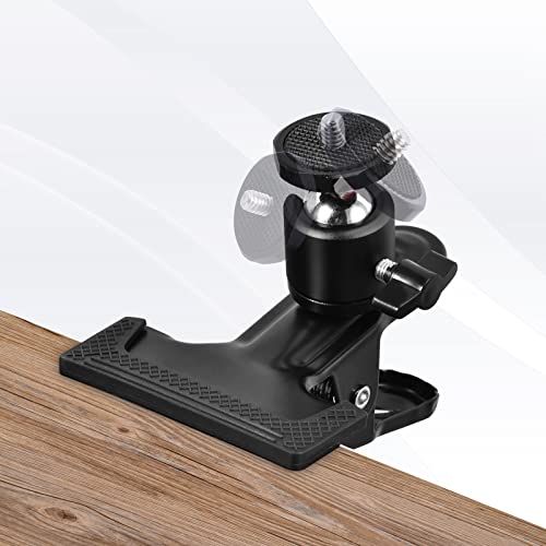 UTEBIT 1 Pack Tripod Camera Mount Clip with 360 Swivel Mini Ballhead, Black | Heavy Duty Spring Clamp for DSLR Video Photoshoot Studio - color: Black, size: 1 Pack