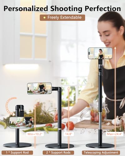 Height/Angle Adjustable Magnetic Phone Holder, 10"-25" Retractable Desk Phone Stand for Desk,720°Rotatable+180° flip, 360 Magnetic Phone Holder for Video Calls Kitchen Office Etc - style: Magnetic Style