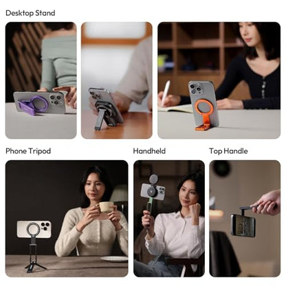 ULANZI MA60 Magnetic Phone Tripod Stand for iPhone 17 16 15 14 13 12 - Ultra Thin 0.8cm Foldable Aluminum Mini Tripod, Strong N52 Magnet Quick Mount, Pocket Cell Phone Stand, Black - color: BLACK