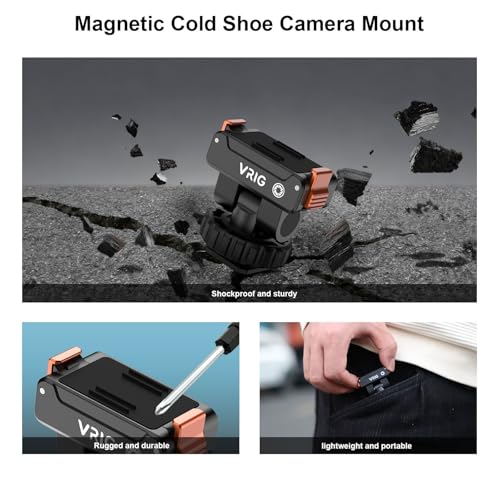VRIG Quick-Release Mount & Cold Shoe Camera Adapter for Osmo Action 6/ Nano | Two-way Magnetic Attachment Base Compatible with Camera Hot Shoe and 1/4" Thread Tripod Accessories, AC-36