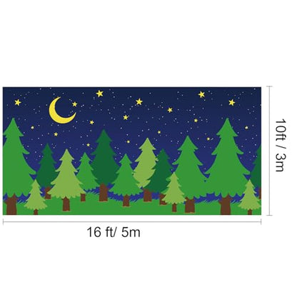 Teenyyou 10 x 16 ft Enchanted Forest Camping Backdrop Scene Camping Background Supplies Forest Night Scene Photography Background for Theme Party Photo Banner Decoration - size: 10 x 16 ft