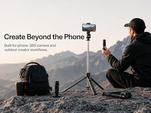 Outdoor Creator Tripod Pro for iPhone, 70 Inch | Auto pop open tall creator tripod with magnetic remote, 1/4 mount and stable base for outdoor vlogging
