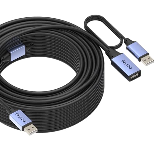OkyLink Active USB 2.0 Extension Cable A to A, Male to Female 65ft(20M) | 480Mbps Signal booster cord, compatible with printer, mouse, keyboard, scanner, camera - size: 65ft (20m)