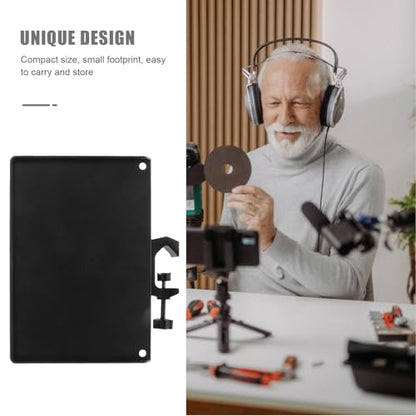 Microphone Stand Tray Organizer Plastic with Sound Card Slot and Mic Holder, Black Music Stand Accessory for Instrument Performance and Home Recording Studios