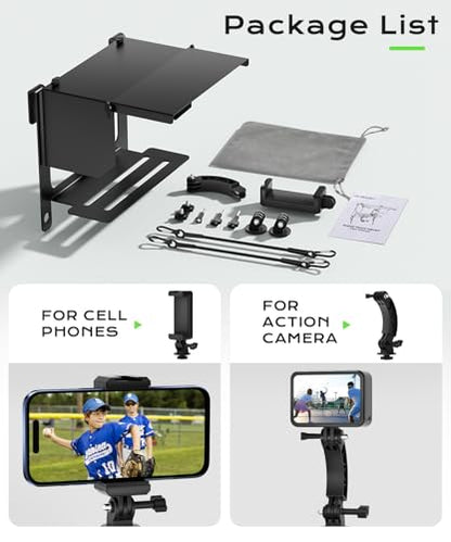 Cell Phone Fence Mount Shade - All-in-One Mounting Kit for iPhone, GoPro, Samsung, Mevo Start, Insta360 and Action Cameras, Ideal for Recording Baseball, Football, Tennis Games