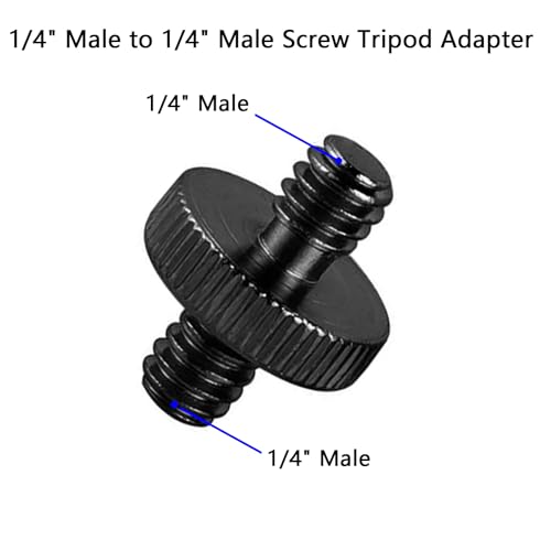 6 Pack 1/4" Male to 1/4" Male Threaded Adapter for Camera Cage Mount, Double Sided Tripod Screw Thread for Light Stand Shoulder Rig Stud Mounting Accessories - color: Black-6 pack
