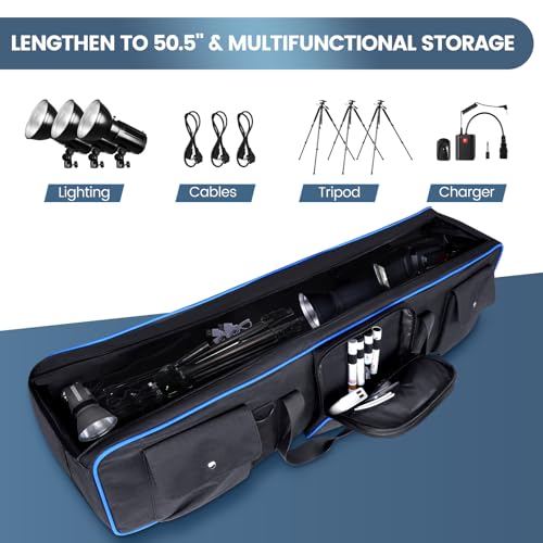 YOREPEK Tripod Carrying Case Bag 50.5", Resistant Light Stand Bag with 2 Removable Padding, Photo Studio Equipment Case for Tripods, Monopods, Speaker Stands, Umbrellas, Gear, Mic Stand, Tent Pole - color: 50.5*9.5*9.5