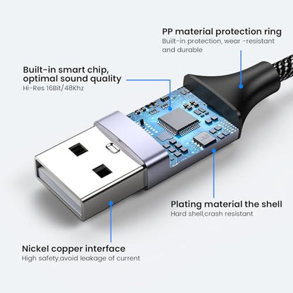 MOSWAG USB to 3.5mm Jack Audio Adapter 0.65Feet/20cm, External Sound Card Support Mic TRRS Headset with 3.5mm Aux Stereo Converter Compatible with Windows, PC, Laptop, Mac, Linux, Desktops, PS4 - color: Black, size: 1 pack