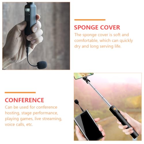 OSALADI 2pcs Mini Denoise Condenser Microphone for Phone, Tablet, Laptop – Flexible Gooseneck with 3-Pole 4-Pole Plugs, Black – Compact Live Streaming and Vlogging Mic for Video Recording