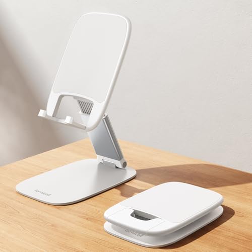 Lamicall Ultra-Thin Cell Phone Holder, Gifts for Fathers Day Men Dad Husband from Daughter Son Wife, White Cellphone Stand, Office Desk Gifts Accessories for iPhone Holder, Desk Organizer - color: B-White
