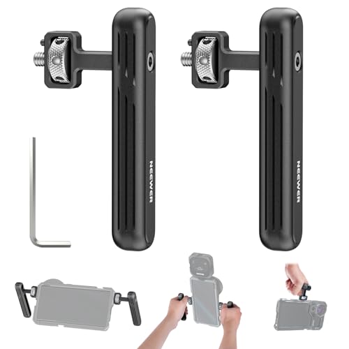 Neewer 2 Pack Rotatable Side Handle/Top Handle Only for iPhone 16 15 Pro Max Samsung S24 S23 Phone Cages, 1/4" Screw & Anti Twist Pin for Phone Stabilizer Video Rig Video Recording Filming, PA027 - style: PA027（2-Pack）w/Anti Twist Pin
