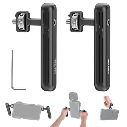 Neewer 2 Pack Rotatable Side Handle/Top Handle Only for iPhone 16 15 Pro Max Samsung S24 S23 Phone Cages, 1/4" Screw & Anti Twist Pin for Phone Stabilizer Video Rig Video Recording Filming, PA027 - style: PA027（2-Pack）w/Anti Twist Pin