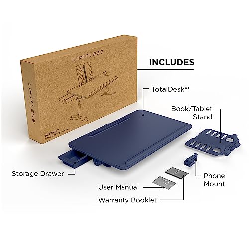 Limitless TotalDesk Portable Workstation and Lap Desk with Adjustable Height & Tilt (Navy) - color: Navy