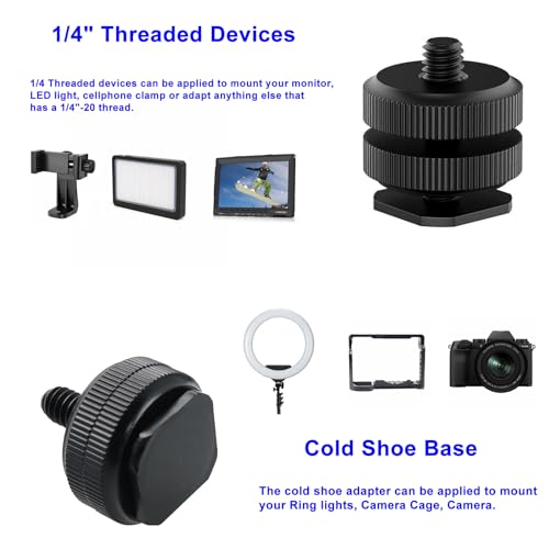 Camera Hot Shoe Mount(2 Pack) to 1/4"-20 Tripod Screw Adapter Flash Shoe Mount for DSLR Camera Rig - size: 2 Pack