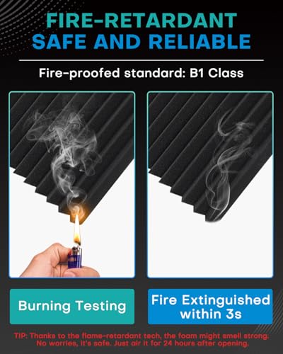 36 Pack Sound Proof Foam Panels for Walls with Self Adhesive, 12x12x2 Acoustic Foam Panels, High Density Acoustic Panels Sound Absorbing, Fire Resistant Studio Sound Proofing Black - size: 2" 36Packs with Adhesive