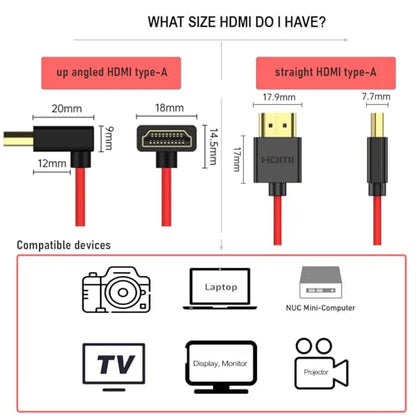 8K 4K High Speed ProRes Raw HDMI Cable for ATOMOS Ninja V Shinobi Ultra, Sony FX2 FX30, Canon C70 R1, S5ii G9 Z9 Camera Monitor Gimbal FEELWORLD Portkeys SmallHD, Up Angled, 50cm Spiral - size: Up Angled to Straight