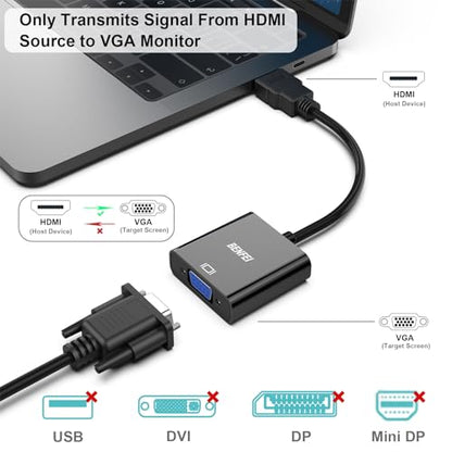 BENFEI HDMI to VGA, Gold-Plated Adapter (Male to Female) for Computer, Desktop, Laptop, PC, Monitor, Projector, HDTV, Chromebook, Raspberry Pi, Roku, Xbox and More - Black - style: 1 Pack