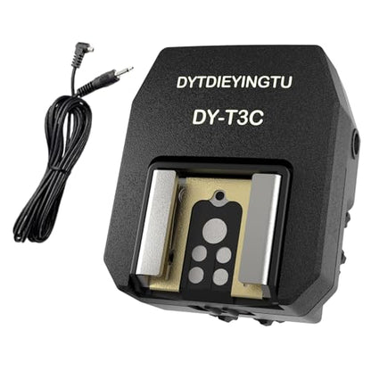 Hot Shoe Cameras Accessories Expansion Adapter for Canon and Flashguns in Top-Mounted Equipped with 3 Additional Pc Sync Terminals Supporting Multi-Flash Synchronize(Dy-T3C-01,1 Unit+1 Pc Sync Cable)