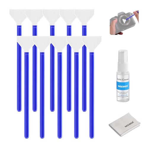 NEEWER 12 in 1 Camera Lens Cleaning Kit for DSLR Cameras, Electronics, Phones, Tablets, 10x Cleaning Swab for 16mm APS-C Sensor + 1x Cleaner Spray + 1x Cloth, HM-47