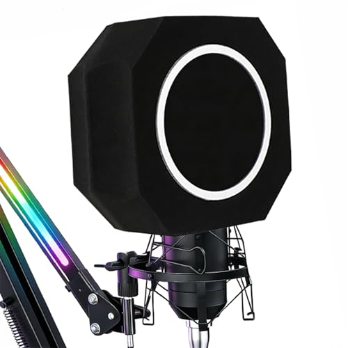 Mic Isolation Shield with Pop Filter for Recording | Reduces Echo and Room Reflections; Fits 40-60mm Condenser Mics; for Podcasting,Streaming,Singing and Coiceovers - color: Black