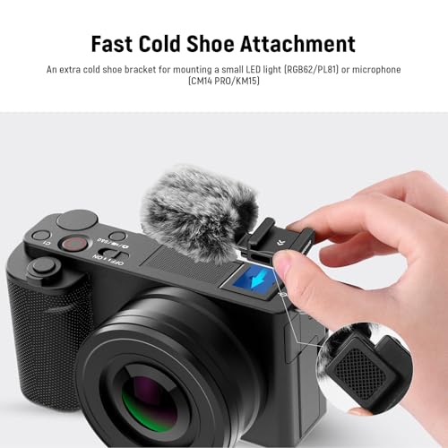 NEEWER Cold Shoe Wind Muff for ZV Series Vlog Cameras, Microphone Furry Windscreen with Cold Shoe Mount Adapter Accessory Compatible with Sony ZV1F ZVE10 ZV1 ZVE1 ZV1 II, CA133 Black - style: CA133 Black