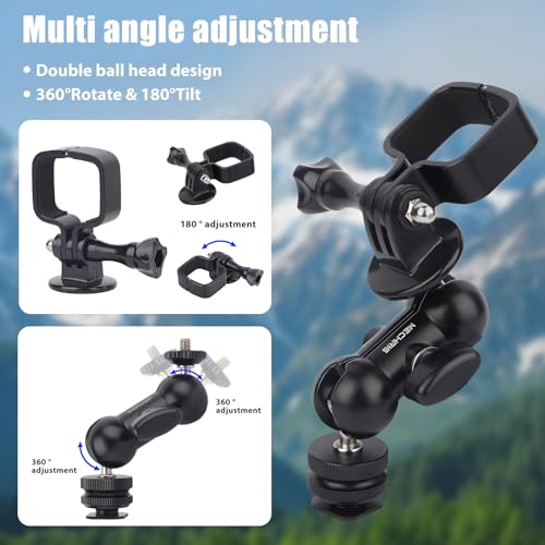 Cold Shoe Mount Expansion Adapter for DJI Osmo Pocket 3,Ajustable 360°Ball Head for DSLR Hot Shoe Mount,Vlogging and Dual Camera Setup