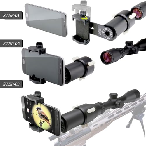 Rifle Scope Mount Camera Adapter - Smartphone Camera Adapter for Hunting Teaching | Universal phone adapter; stable alignment; wide compatibility - size: Alum Single View 33~46mm