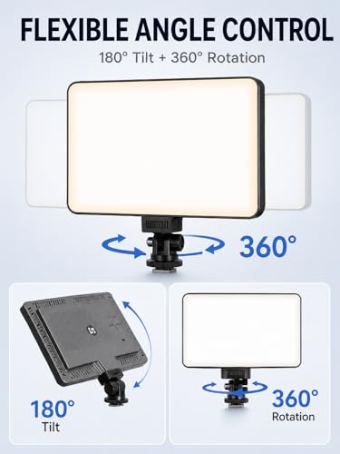 LED Video Light Panel, Dimmable DSLR Camera Light for Pictures Photo Video Recording with 4000mAh Rechargeable Battery, Cold Shoe, 240pcs Lamp Beads, CRI>95 2700K-6500K for Photography Live Streaming