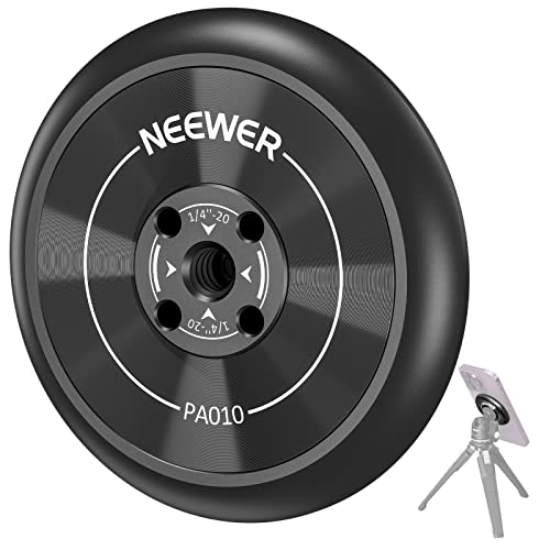 NEEWER Magnetic Phone Tripod Mount Adapter with 1/4" Holes Compatible with iPhone MagSafe Selfie Stick for 15 Pro Max 15 Plus 14 13 12 Pro Max Mini, Phone Holder for Ring Light Video Recording, PA010 - style: PA010