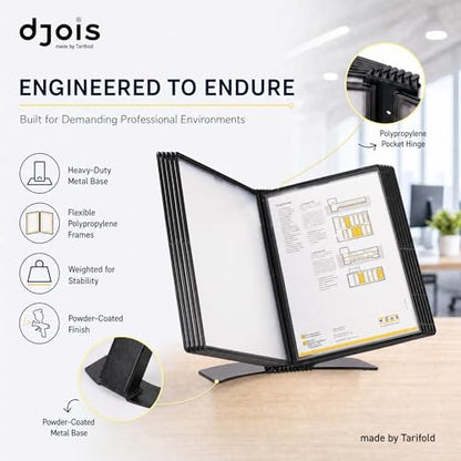 Tarifold Desktop Reference & Display System, 10 Double-Sided Pockets, 20 Sheet Capacity, Durable Metal Base, Easy-Load Polypropylene Pockets, Letter-Size, Made in Denmark, Black - color: Black, style: Desktop