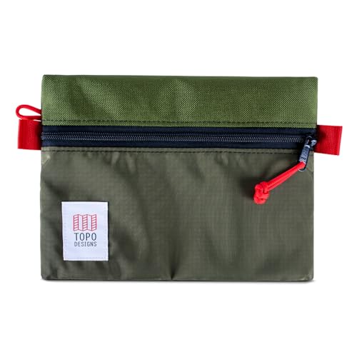 Topo Designs Accessory Bags, Travel Organizer Accessories for Smaller Items, Durable Storage Pouch, 3 Sizes, Fully Lined Pack Cloth (Medium, Olive/Olive) - color: Olive/Olive, size: Medium