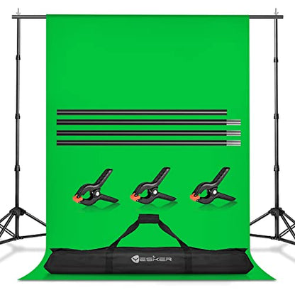 Yesker 8.5x10ft Green Screen Backdrop Kit with Stand Photography Greenscreen Background Support System with 6x9ft Muslin Chromakey Backdrop and Clamp for Photo Video Studio Portrait Product Shooting - size: 8.5 x 10ft