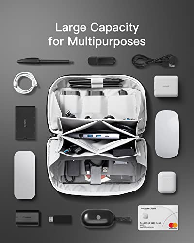 Inateck Electronics Organizer Travel Case, 180° Open Water-resistant, Multifunctional Travel Organizer Bag, Electronic Accessories Carry Case, Black, Large