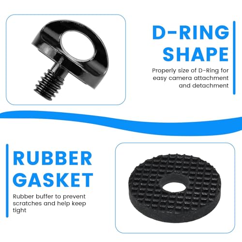 1/4" Camera Neck Strap Screw Holder, SDTC Tech 2 Pack 1/4-20 Thread Camera Screws with Rubber Washer for Quick Install/Release Wrist Strap Sling