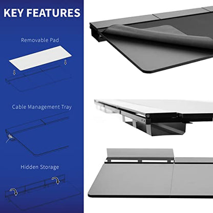 VIVO Black 60 x 30 in Standing Desk, DESK-KIT-1B6-P3B | Electric, Holds 220 lbs, Sit Stand, Height Adjustable, Cable Tray, Full-Size Mouse Pad, Office Furniture, Black Frame - color: Black Top / Black Frame, size: 60 x 30